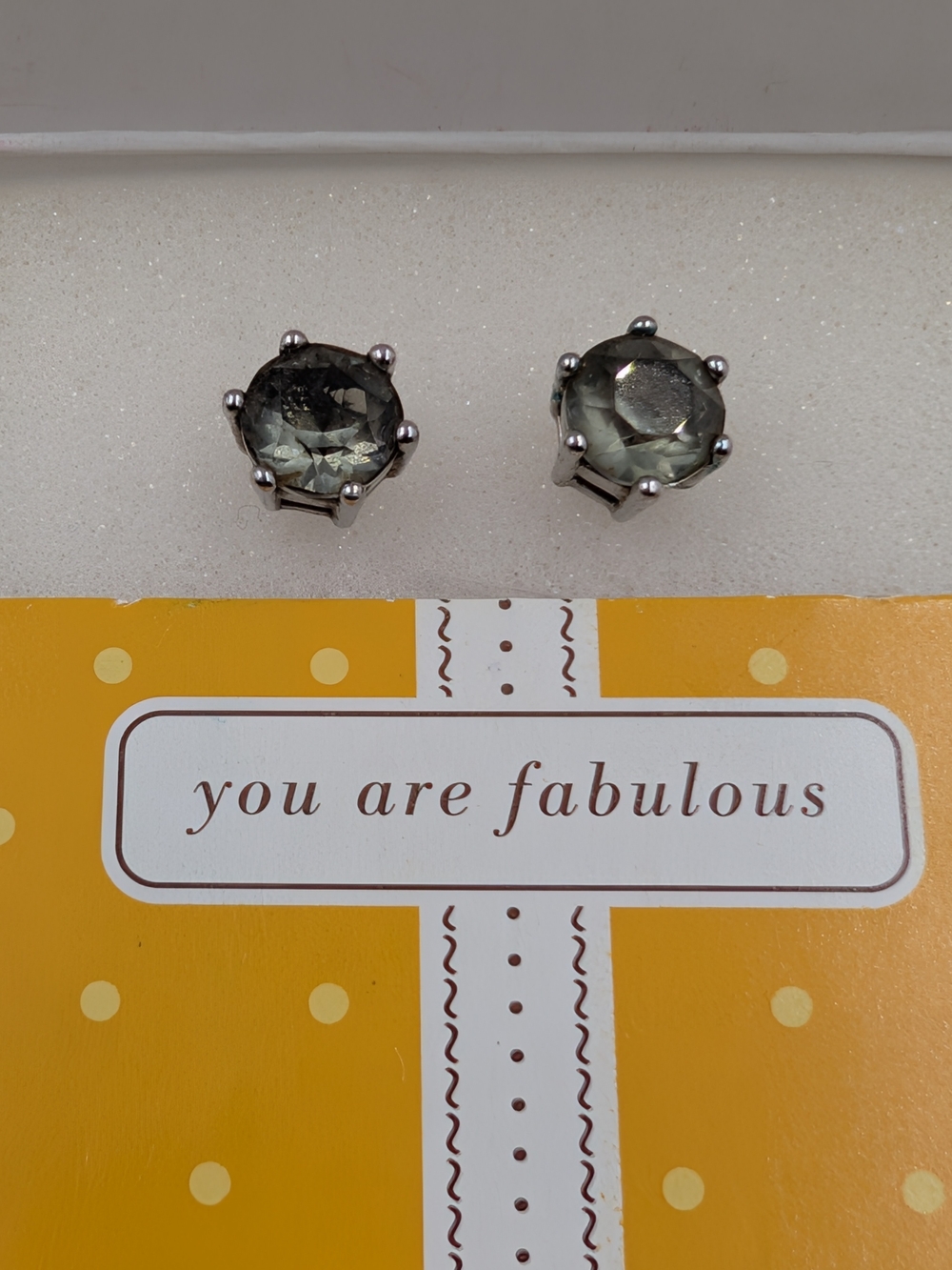 Stella & Dot Smoky Green Quartz Natural Gemstone Stud Earrings O405